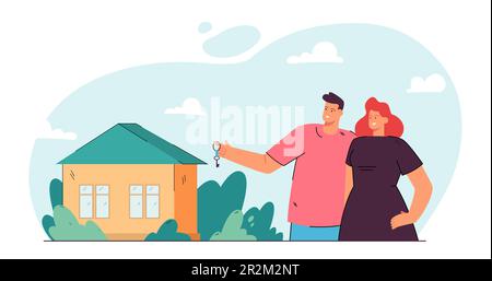 Ein junges Paar kauft ein neues Haus Stock Vektor