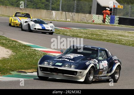 Mugello Historic Classic, 25. April 2014: CHEVROLET Corvette C3 1969, gefahren von Alfred STREBEL während des Trainings auf der Mugello Circuit, Italien. Stockfoto