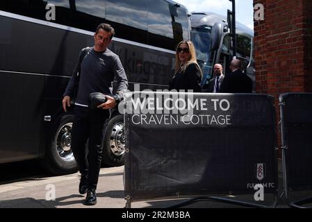 Fulham-Manager Marco Silva kommt vor dem Spiel der Premier League in Craven Cottage, London, vor Ort an. Foto: Samstag, 20. Mai 2023. Stockfoto