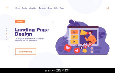 Videokanal eines beliebten Bloggers Stock Vektor