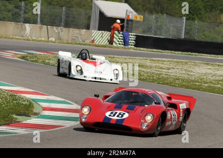 Mugello Historic Classic, 25. April 2014: LOLA T70 Mk III B 1969, gefahren von Carlos MONTEVERDE, während des Trainings auf der Mugello Circuit, Italien. Stockfoto