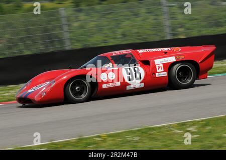 Mugello Historic Classic, 25. April 2014: LOLA T70 Mk III B 1969, gefahren von Carlos MONTEVERDE, während des Trainings auf der Mugello Circuit, Italien. Stockfoto