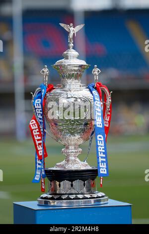 Der Challenge Cup wird vor dem Spiel des Betfred Super League Challenge Cup im Headingley Stadium, Leeds, ausgestellt. Foto: Samstag, 20. Mai 2023. Stockfoto