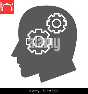 Symbol für analytisches Denken, Lösung und Geschäft, Symbol für kritisches Denken, Vektorgrafiken, bearbeitbare Kontur, Vollzeichen, eps 10. Stock Vektor