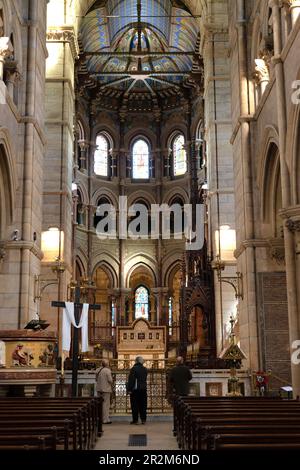 Besucher bewundern das Innere der Kathedrale Saint Fin Barre in Cork City, Irland. Stockfoto