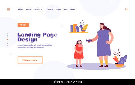 Großmutter gibt der Tochter Süßigkeiten Stock Vektor