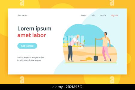 Gärtner, die Sprossen in den Boden Pflanzen Stock Vektor