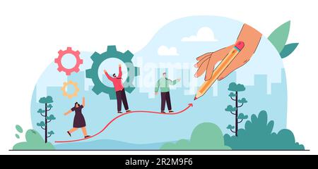Glückliche Menschen, die aufsteigen, als Diagramm-Flachvektorgrafik Stock Vektor