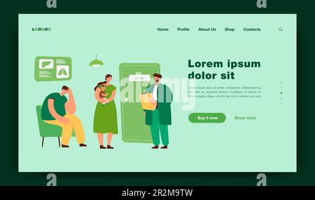 Gruppe von Patienten, die darauf warten, an der Reihe zu sein Stock Vektor