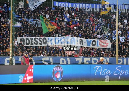 Arena Garibaldi, Pisa, Italien, 19. Mai 2023, Fans von Pisa während des Spiels AC Pisa gegen SPAL – italienischer Fußball Serie B. Stockfoto