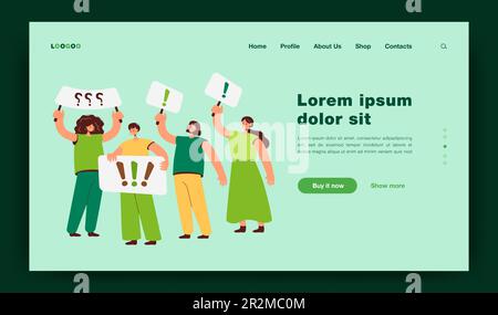 Eine Menge Frauen, die Plakate halten und protestieren Stock Vektor