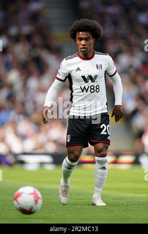 Fulham's Willian während des Premier League-Spiels in Craven Cottage, London. Foto: Samstag, 20. Mai 2023. Stockfoto