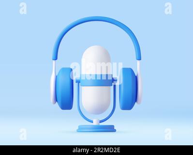 3D Kopfhörer auf weißem Hintergrund isoliert. Stock Vektor