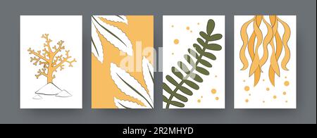 Zeitgenössische Poster mit Korallen und Seetang Stock Vektor