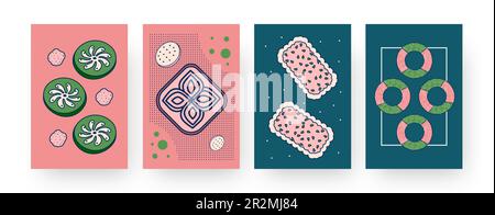 Poster mit zeitgenössischer Kunst mit abstrakten Mustern für Speisen Stock Vektor