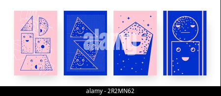 Poster mit zeitgenössischer Kunst und geometrischen Charakteren Stock Vektor