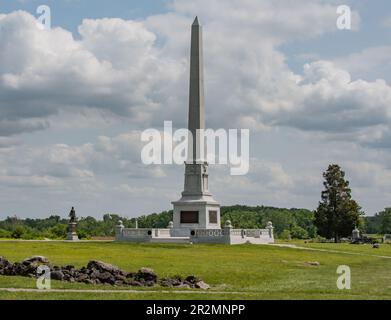 Denkmal für die Stammgäste der Vereinigten Staaten an einem wolkigen Frühlingsnachmittag, Gettysburg Battlefield PA USA Stockfoto