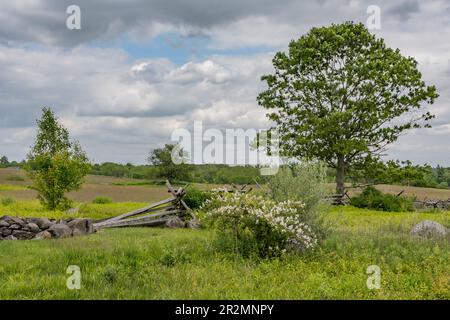 Ein schöner Frühlingsnachmittag auf dem Schlachtfeld in Gettysburg, PA USA Stockfoto