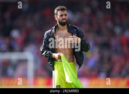 Bruno Fernandes von Manchester United reagiert nach dem Spiel der Premier League im Vitality Stadium in Bournemouth. Foto: Samstag, 20. Mai 2023. Stockfoto