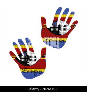 Handgezeichnete Vektorgrafik mit eswatini-Flaggenmuster, ideal für Poster-, Zeitschriften- und Kleiderdesign Stock Vektor