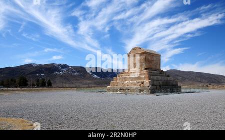 Pasargad, das sich in der iranischen Stadt Shiraz und der Hauptstadt der Achämenid-Dynastie befindet, wurde vor etwa 2500 Jahren gegründet. Stockfoto