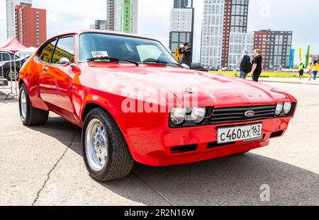 Samara, Russland - 14. Mai 2023: Ford Capri 3. Generation, 1978–1986 auf einer lokalen Automesse Stockfoto