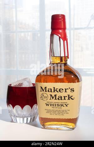 Maker's Mark ist ein kleiner Bourbon Whiskey, USA Stockfoto