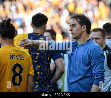 20. Mai 2023; Molineux Stadium, Wolverhampton, West Midlands, England; Premier League Football, Wolverhampton Wanderers gegen Everton; Wolves Manager Julen Lopetegui Stockfoto