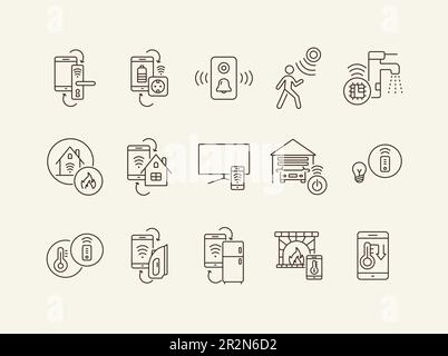 Smart-House-Liniensymbole Stock Vektor