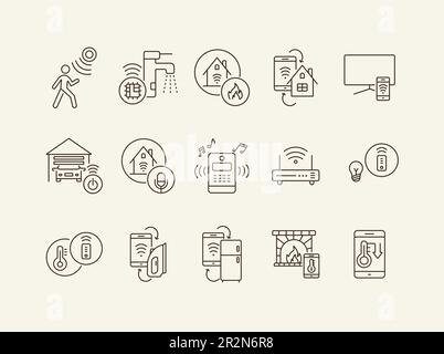 Smart-House-Line-Symbolsatz Stock Vektor