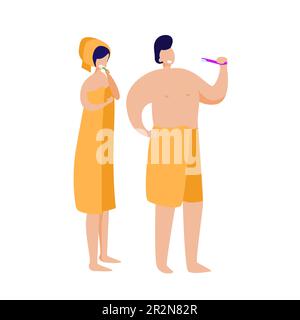 Paartreffen im Badezimmer Stock Vektor