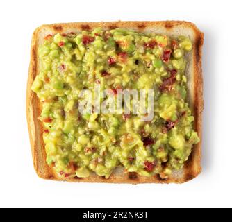 Toast Brot mit Frischkäse auf weißem Hintergrund Stockfoto