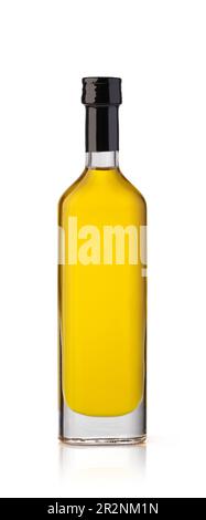 Ölflaschen auf weißem Hintergrund Stockfoto