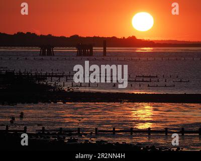 Sheerness, Kent, Großbritannien. 20. Mai 2023. Wetter im Vereinigten Königreich: Glühender Sonnenuntergang in Sheerness, Kent. Kredit: James Bell/Alamy Live News Stockfoto