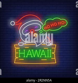 Weihnachtsmann auf Hawaii Neonschild Stock Vektor