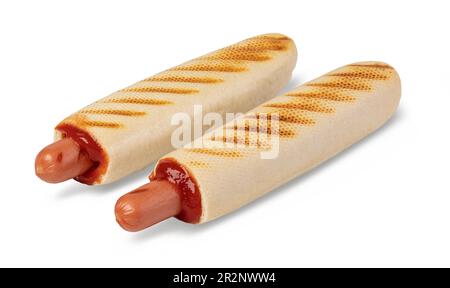 Französischer Hotdog isoliert auf weißem Hintergrund Stockfoto