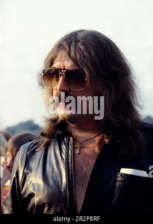 Englischer Schlüsselboardist Jon Lord Backstage beim 1982 Reading Festival, England 1982. Stockfoto