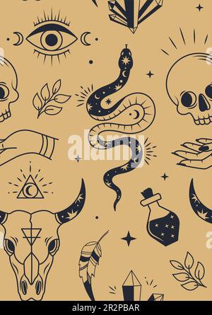 Mystisches nahtloses Muster Stock Vektor