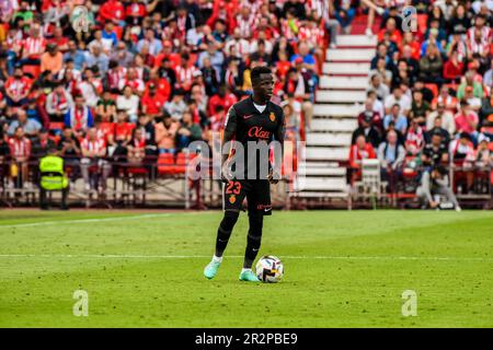 20. Mai 2023: ALMERIA, SPANIEN - 20. MAI: Amath Ndiaye von RCD Mallorca kontrolliert den Ball während des Spiels zwischen UD Almeria und RCD Mallorca von La Liga Santander am 20. Mai 2023 im PowerHorse Stadium in Almeria, Spanien. (Kreditbild: © Samuel CarreÃ±O/PX Imagens via ZUMA Press Wire) NUR REDAKTIONELLE VERWENDUNG! Nicht für den kommerziellen GEBRAUCH! Stockfoto