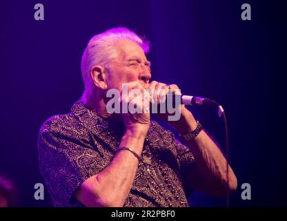 Englischer Bluesman John Mayall, OBE, Auftritt beim Avignon Blues Festival, Frankreich, am 16. Oktober 2015. Stockfoto