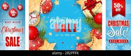 Posterset mit den besten Weihnachtsangeboten Stock Vektor