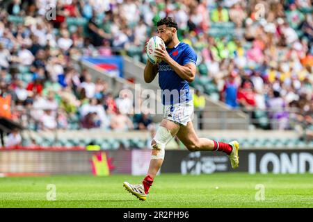 LONDON, VEREINIGTES KÖNIGREICH. 20., Mai 2023. Rayan Rebbadj aus Frankreich während der 7s gegen Spanien 7s – HSBC World Rugby Sevens Series für Männer am Samstag, den 20. Mai 2023 im Twickenham Stadium. LONDON, ENGLAND. Kredit: Taka G Wu/Alamy Live News Stockfoto