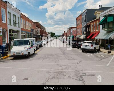 Weston, Missouri - 18. Mai 2023: Downtown Main Street in Weston, MO Stockfoto