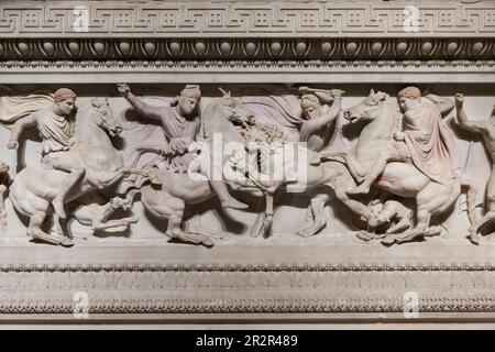 Teil von Alexander Sarcophagus, Marmorschnitzerei, Königliche Nekropole von Sidon, 4 Cent.B.C., Istanbul Archäologiemuseen, Istanbul, Türkei Stockfoto