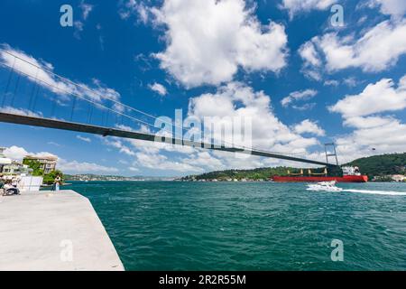 Fatih Sultan Mehmet Brücke, von der Rumeli Festung, Bosporus Straße, Istanbul, Sarıyer, Truthahn Stockfoto