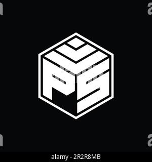 Monogramm mit PS-Logo und sechseckiger geometrischer Form, isolierte Designvorlage Stockfoto
