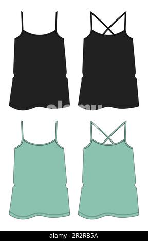 Vektorillustration Tank Tops Vorder- und Rückansicht Stock Vektor