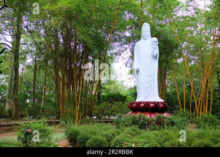 Statue des buddhistischen Bodhisattva Guanyin im Daan Park in Taipei, Taiwan; 1985 vom taiwanesischen Bildhauer Yuyu Yang geformt. Stockfoto