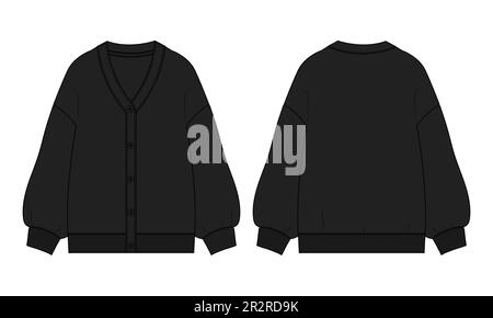 Cardigan Technical drawing Vector Illustration Template für Damen Stock Vektor