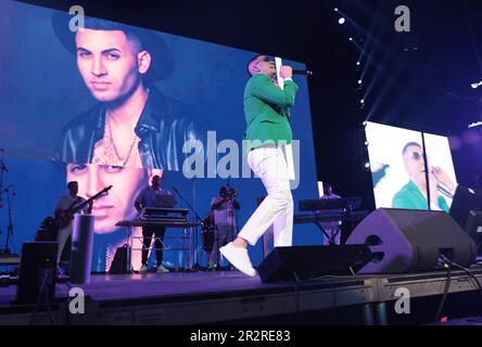 Sunrise, Usa. 20. Mai 2023. Lenier tritt am Samstag, den 20. Mai 2023, in der Uforia Amor A La Musica Show in der FLA Live Arena in Sunrise, Florida auf. Foto: Gary i Rothstein/UPI Credit: UPI/Alamy Live News Stockfoto